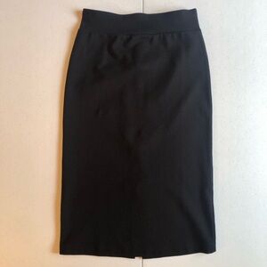 Fishers Finery Woman’s Ponte Knit Pull On Black Pencil Skirt Size S